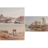 {} Follower of David Roberts (1796-1864) View of an ancient Egyptian Temple beside a river