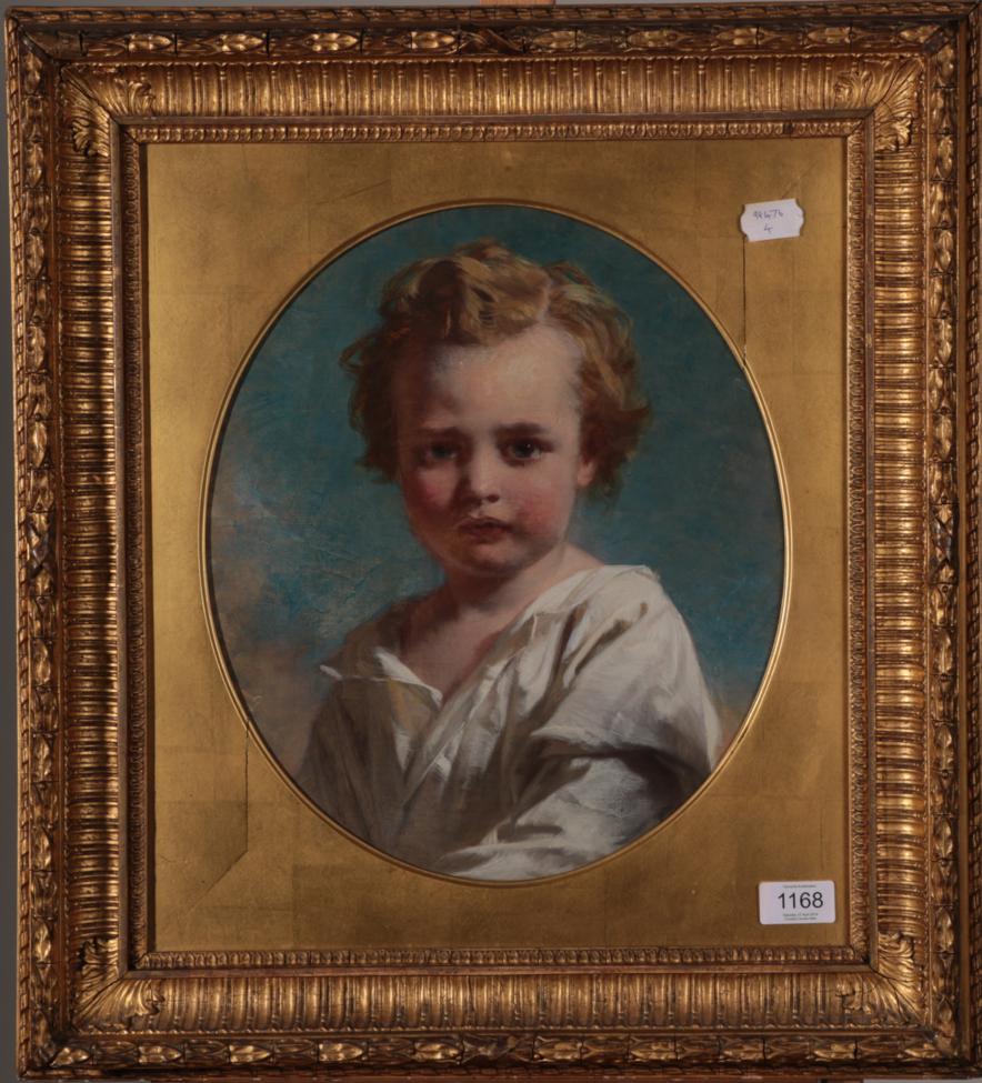 Manner of William Etty (1787-1849) Portrait of a young boy in a white blouse Oil on canvas, 34cm - Image 2 of 3