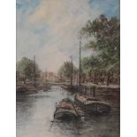 Follower of Johan Hendrik van Mastenbroeck (1875-1945) Dutch Canal boats Bears signature,