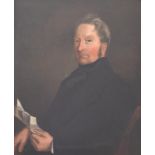 British School (19th century) Portrait of a seated gentleman holding a letter Oil on canvas, 73.