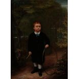 English school (late 19th century) Portrait of a young boy with stick and hoop Oil on canvas, 38cm
