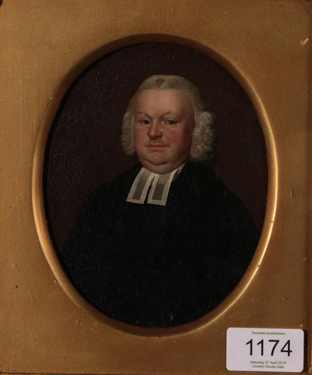 English School (19th century) A Corpulent Clergyman Oil on copper, 11cm (dia.)