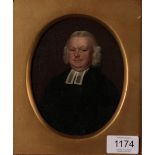 English School (19th century) A Corpulent Clergyman Oil on copper, 11cm (dia.)