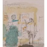 Sir Hugh Casson PRA (1910-1999) Glyndebourne Foyer Exhibition Signed, pencil and watercolour, 8cm by