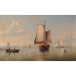 British School (19th century) Shipping on calm waters Oil on canvas, 49cm by 75cm