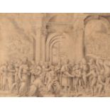 After Baldassare Peruzzi (1481-1536) Italian The Adoration of the Kings Pencil on laid paper, 39cm