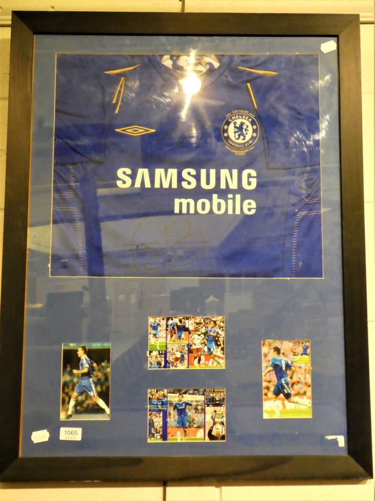 Chelsea FC centenary (1905-2005) signed shirt framed and mounted with pictures of John Terry and