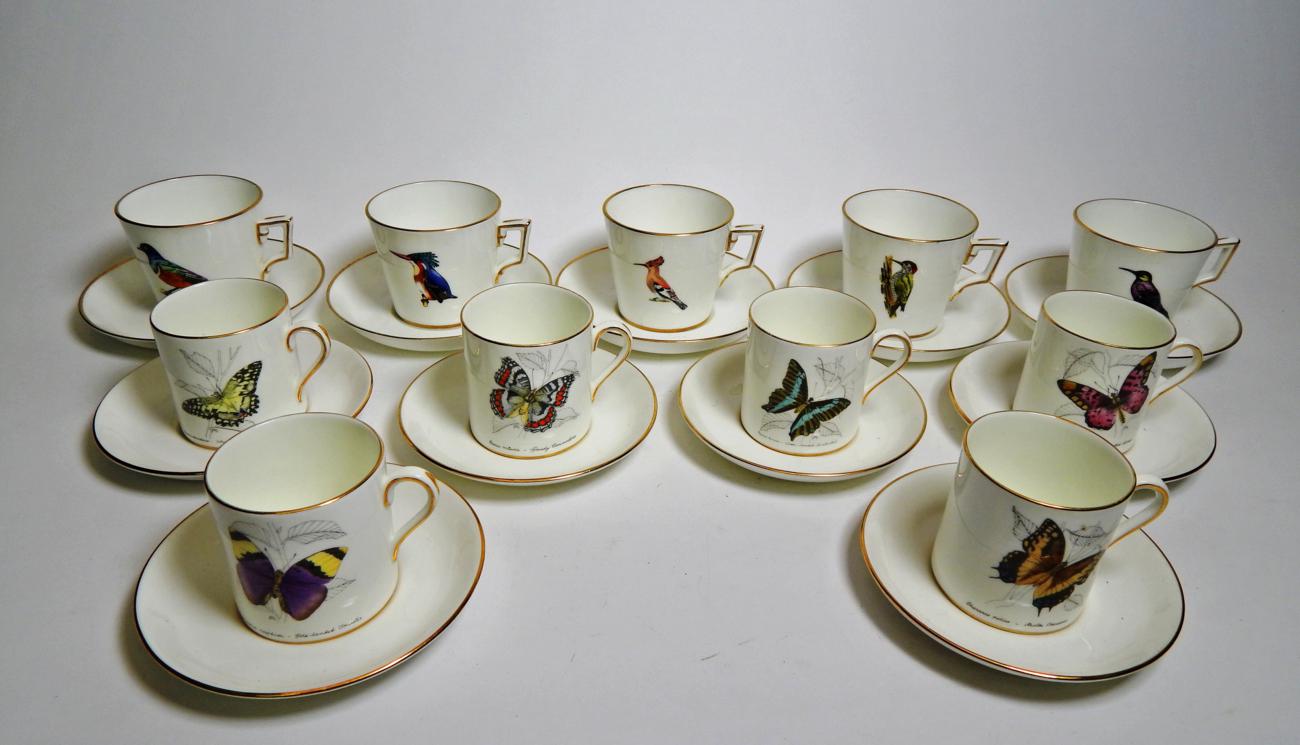 Collectibles: Rowland Ward China Tea and Coffee Cups and Saucers, five tea cups and saucers, painted