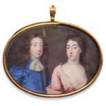~ English School (circa 1700) Double portrait of a lady and gentleman Oval, 7.5cm