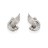 A Pair of Diamond Spray Clip-On Earrings, circa 1940, the winged forms set throughout with old