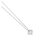 A Diamond Pendant on Chain, a square frame set with round brilliant cut diamonds and a princess