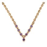 A Tanzanite and Diamond Necklace, six clusters comprising an oval mixed cut tanzanite within a