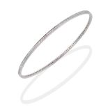 An 18 Carat White Gold Diamond Bangle, inset throughout with round brilliant cut diamonds, total