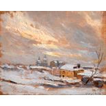 Frederick William Jackson RBA (1859-1918) Horse-drawn sled in the snow (Russia) Signed, oil on