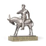 ~ Royal Horse Guards Interest: A Cast Silver Model of a Soldier Riding a Donkey, maker's mark RHC,