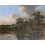 Follower of Jacob van Ruisdael (1628-1681) Dutch Cottage before a pond Bears initials, oil on