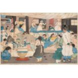 Elizabeth Keith (1887-1956) ''Country Wedding Feast, Korea'' 1921 Signed and inscribed, woodblock,