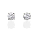 A Pair of 18 Carat White Gold Diamond Solitaire Earrings, the round brilliant cut diamonds in four