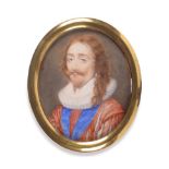 ~ English School (late 18th century) Portrait of Charles I after an earlier painting, with brown