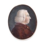 ~ English School (mid-17th century) Portrait of a gentleman in a brown coat and powdered wig Oval,