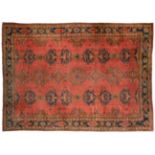 Ushak Carpet Central West Anatolia, circa 1890 The coral pink field with columns of medallions