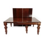 A Mahogany Extending Dining Table, circa 1870, labelled R Strahan & Co Ltd, Cabinet Makers and