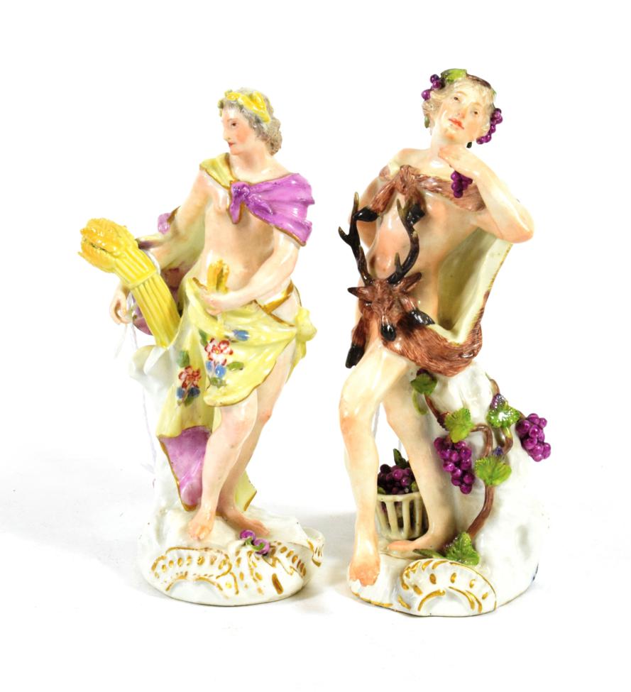 A Pair of Meissen Porcelain Figures of The Seasons, circa 1755, Summer as a classical youth