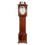 ~ An Oak and Mahogany Oval Shaped Dial Eight Day Longcase Clock with Windmill Automata, signed