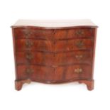 A George III Mahogany and Barber's Pole Strung Serpentine Front Chest of Drawers, late 18th century,