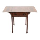 ~ A George III Mahogany and Rosewood Crossbanded Pembroke Table, circa 1760, the drawer with a
