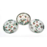 ~ A Chinese Porcelain Saucer Dish, Kangxi, painted in famille verte enamels with chrysanthemums in