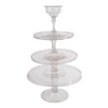 Three Graduated Glass Tazzas, late 18th century, of circular form on panelled baluster stems and