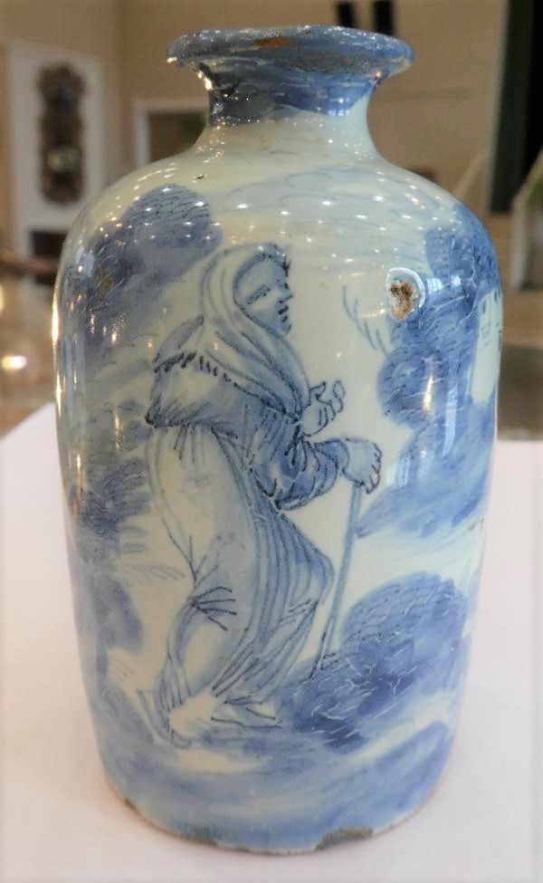 A Pair of Savona Maiolica Small Bottles, late 17th/early 18th century, of cylindrical form with - Image 12 of 20