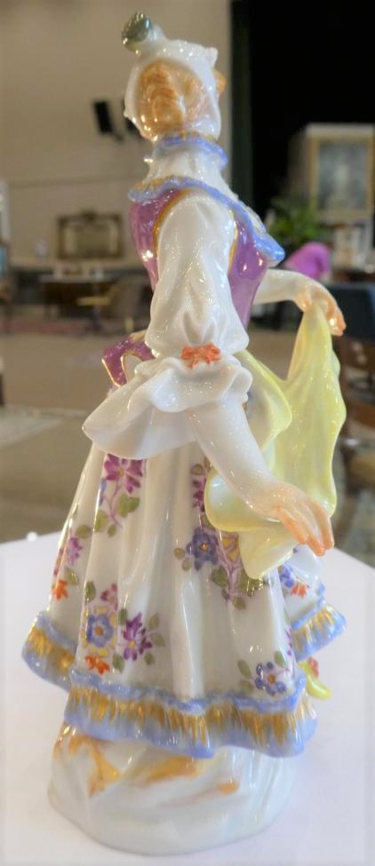 A Meissen Porcelain Figure of a Dancer, 20th century, dressed in 18th century costume wearing a - Image 6 of 21