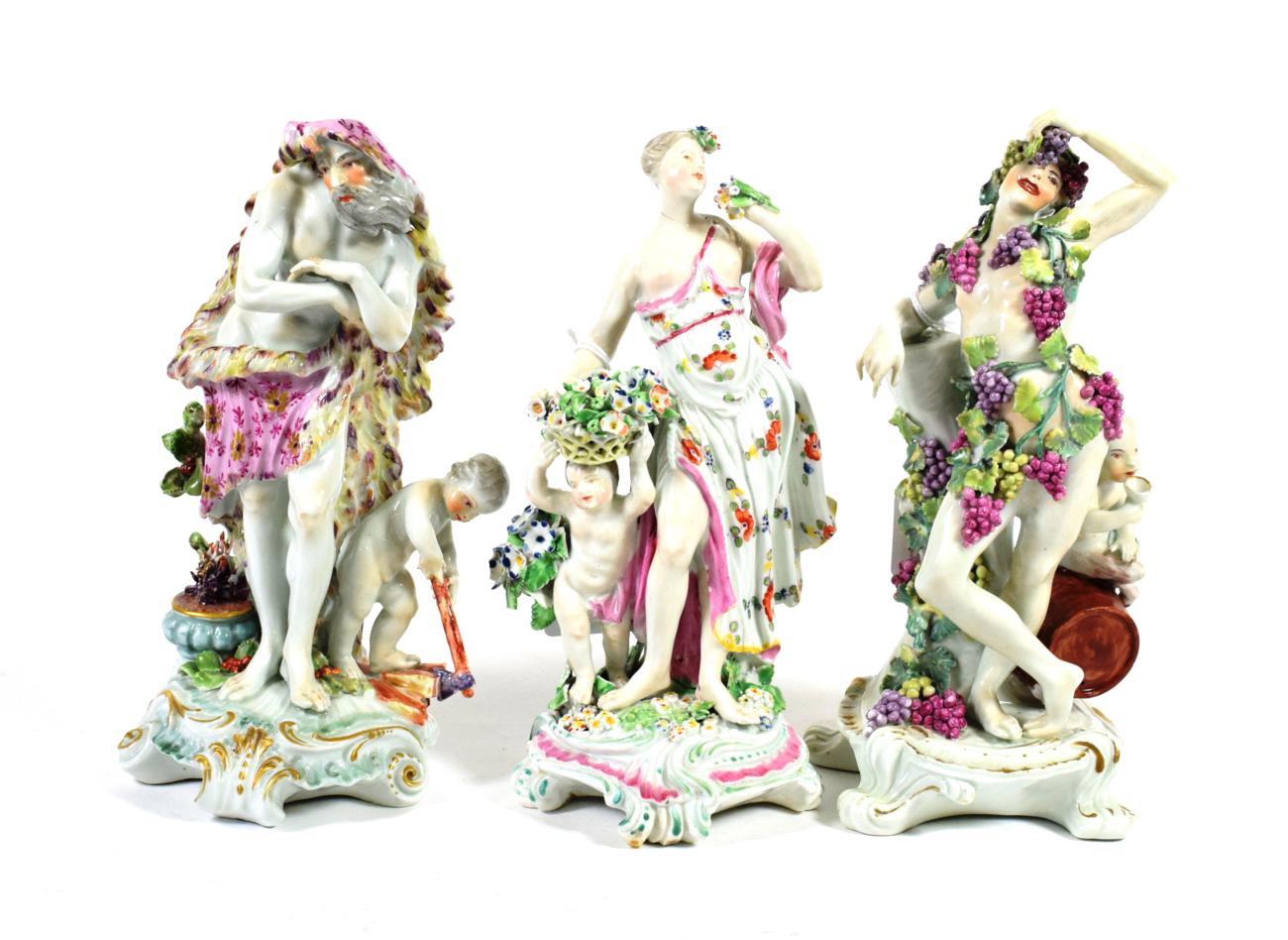 A Matched Set of Three Derby Porcelain Figures of The Seasons, circa 1765, Spring as a classical