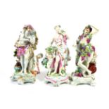 A Matched Set of Three Derby Porcelain Figures of The Seasons, circa 1765, Spring as a classical