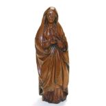 A Carved Pine Colonial Spanish Figure, 17th century, modelled as Mater Dolorosa, with traces of