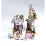 ~ A Pair of Outside Decorated Meissen Porcelain Figures of a Lady and Gentleman, late 19th century,