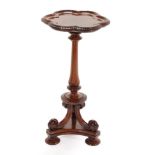 A Victorian Walnut Occasional Table, circa 1870, the burr walnut moulded top above a baluster