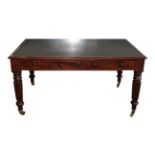 A William IV Mahogany Library Writing Table, 2nd quarter 19th century, the leather writing surface