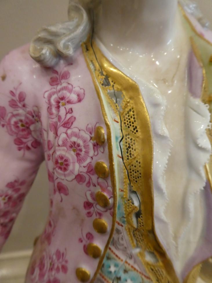 ~ A Pair of Outside Decorated Meissen Porcelain Figures of a Lady and Gentleman, late 19th century, - Image 3 of 20