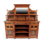 A Gillow and Co Walnut and Marble Wood Sideboard, circa 1880, the mirror back with blind fret carved