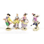 A Meissen Porcelain Figure of a Dancer, 20th century, dressed in 18th century costume wearing a