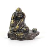 A Chinese Bronze Figure of Lohan Vijraputra, Qing Dynasty, the seated figure of traditional form,