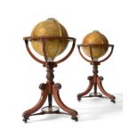 A Pair of 15 Inch English Library Globes, G A & J Cary, 1820 and 1842, the stands possibly by