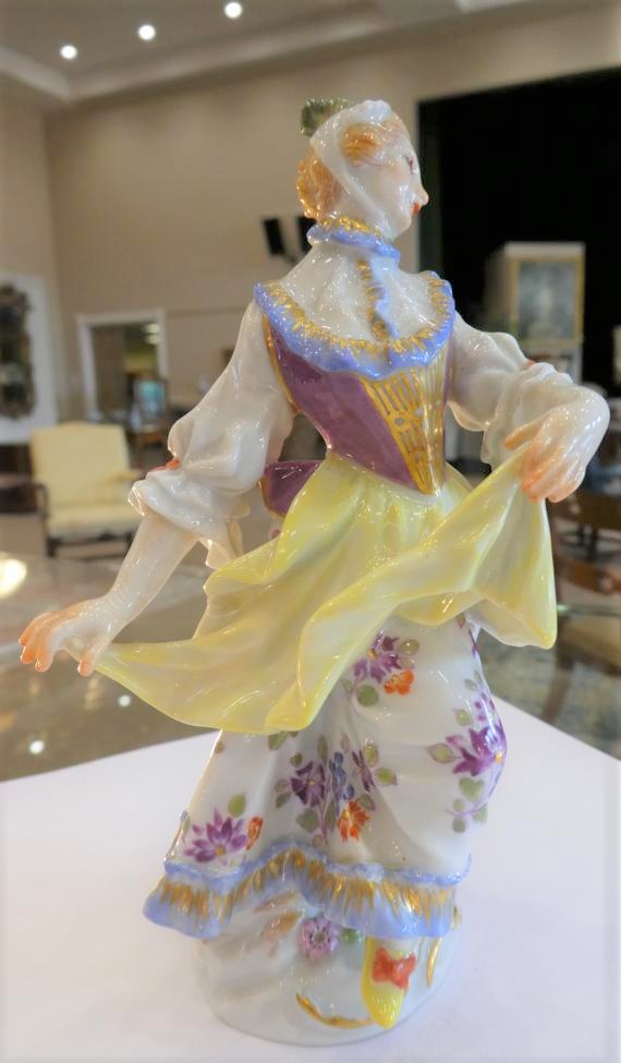 A Meissen Porcelain Figure of a Dancer, 20th century, dressed in 18th century costume wearing a - Image 3 of 21