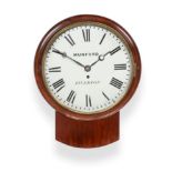 A Mahogany Drop Dial Wall Timepiece, signed Munford, Tiverton, circa 1890, side and bottom doors,