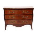 ~ A George III Maplewood, Rosewood Crossbanded, Boxwood and Ebony Strung Serpentine Shaped Commode,