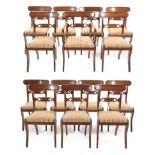 A Set of Fourteen Regency Mahogany Dining Chairs, early 19th century, bearing retailer's label W&A