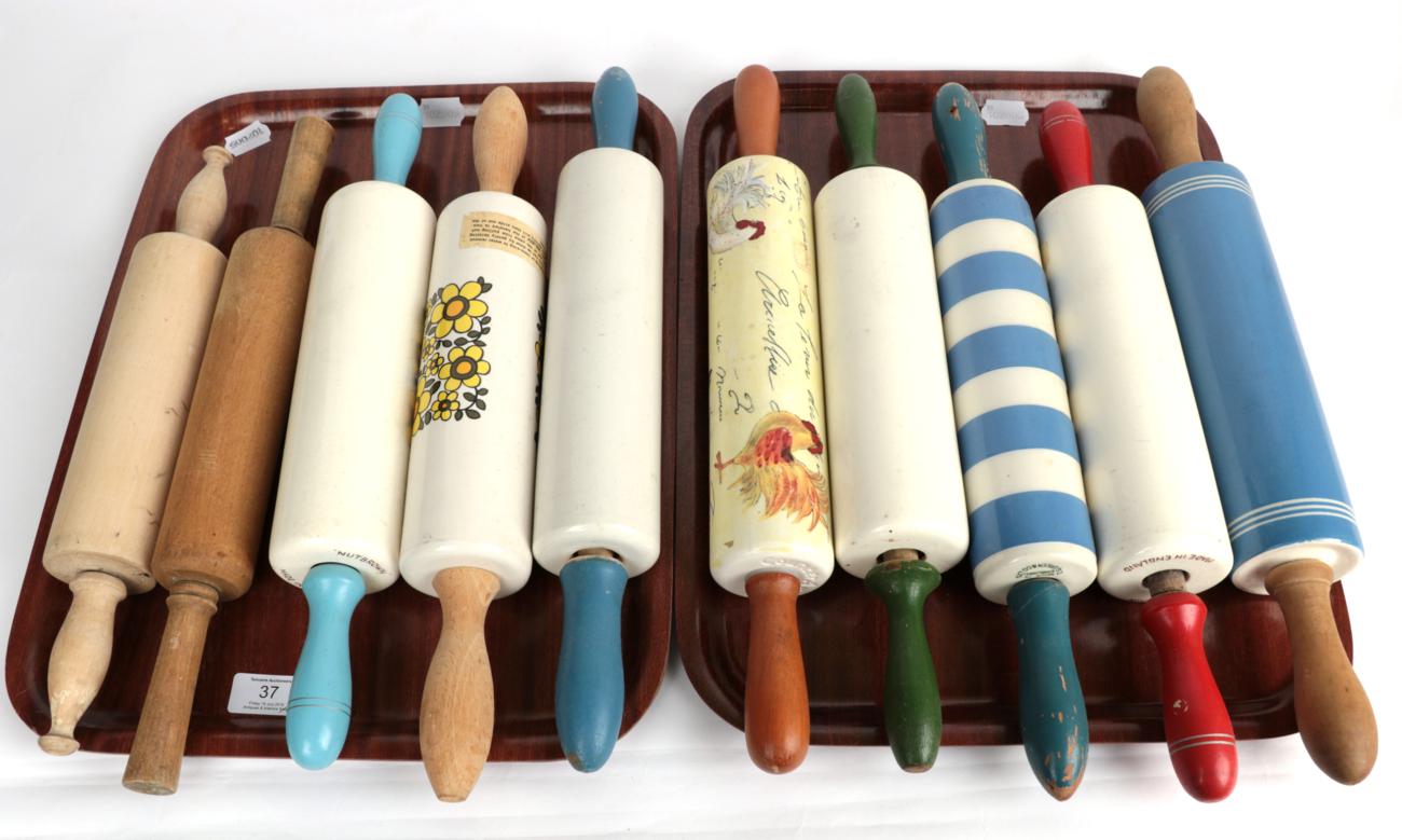 ^ Two trays of ceramic rolling pins